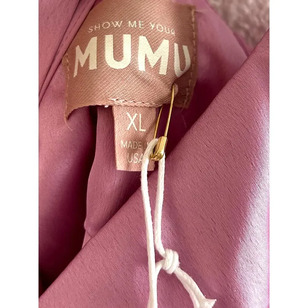 Show Me Your Mumu Mina Midi Dress Purple Pink Luxe Satin XL NWT - Picture 8 of 10